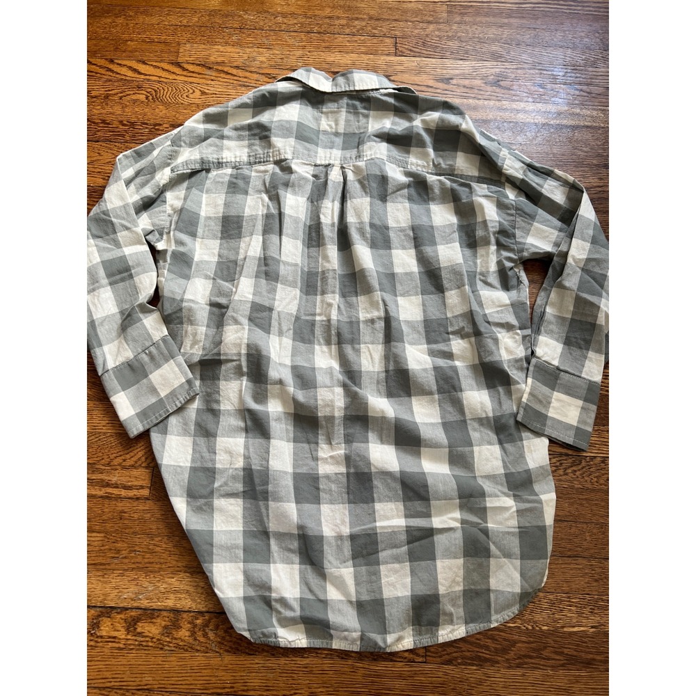 Maeve Anthropologie Green White Buffalo Plaid Oversized Button Down Shirt XXS - Picture 5 of 5